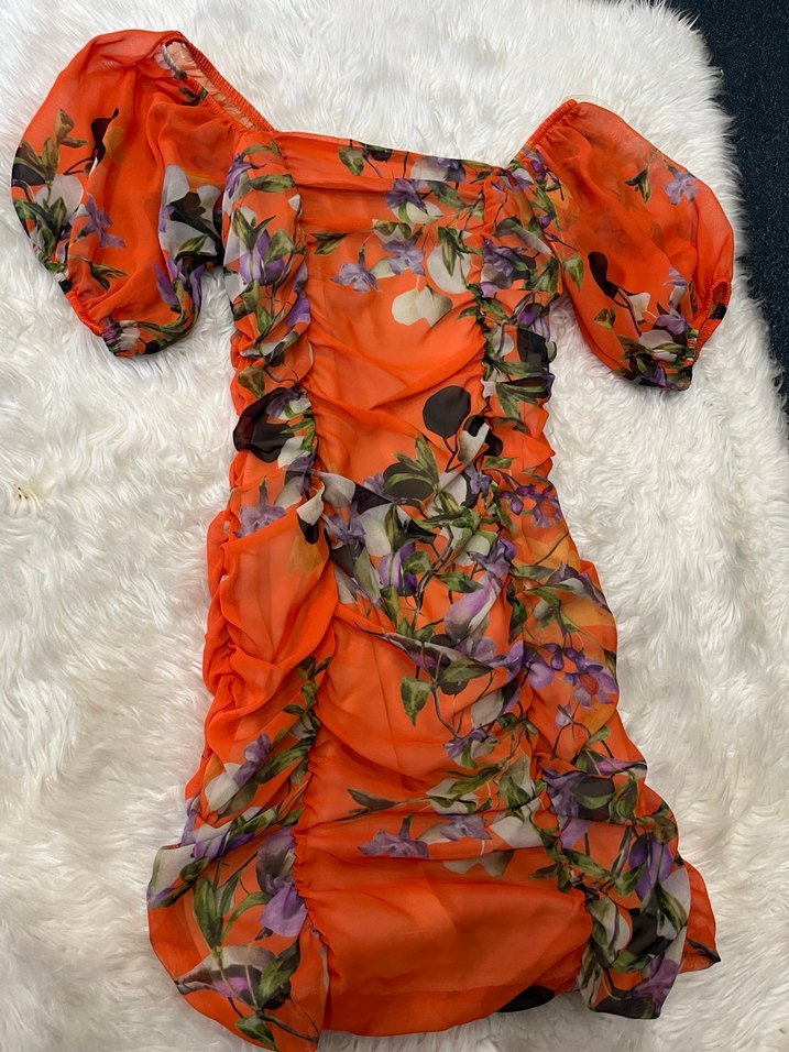 Çiçek Desenli Bohem Drapeli Mini Elbise - Görsel 4