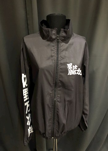 Gri Baskılı Yüksek Yakalı Fermuarlı Kadın Ceket - Görsel 3