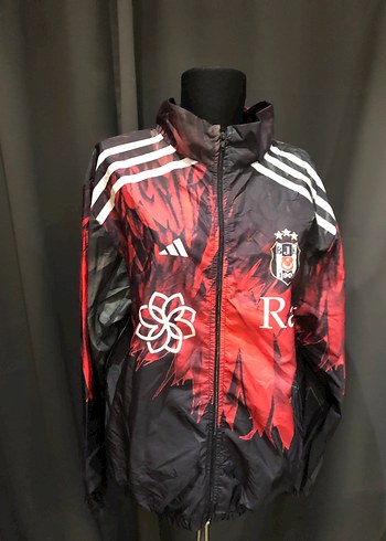 Kadın Kırmızı Kapüşonlu Baskılı Spor Ceket - Görsel 3