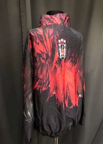 Kadın Kırmızı Kapüşonlu Baskılı Spor Ceket - Görsel 4