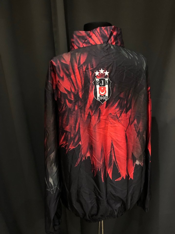 Kadın Kırmızı Kapüşonlu Baskılı Spor Ceket - Görsel 5