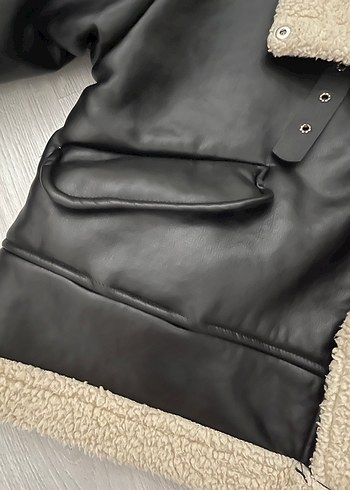 Kürklü Kahverengi Deri Kadın Ceket - Görsel 4