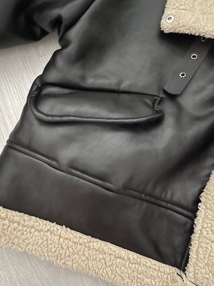 Kürklü Kahverengi Deri Kadın Ceket - Görsel 4