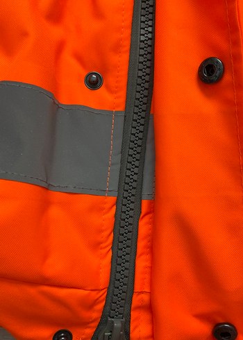 Turuncu Reflektörlü Düğmeli Street Wear Mont - Görsel 6