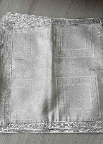 Gri Nakışlı Modern Klasik Peçete Seti - Görsel 5