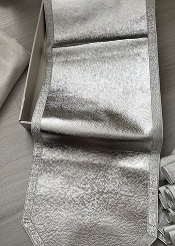 Gri Nakışlı Modern Klasik Peçete Seti - Görsel 8