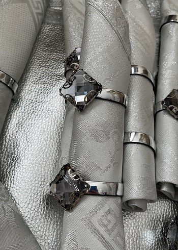 Gri Nakışlı Modern Klasik Peçete Seti - Görsel 3