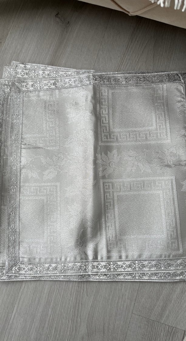 Gri Nakışlı Modern Klasik Peçete Seti - Görsel 5