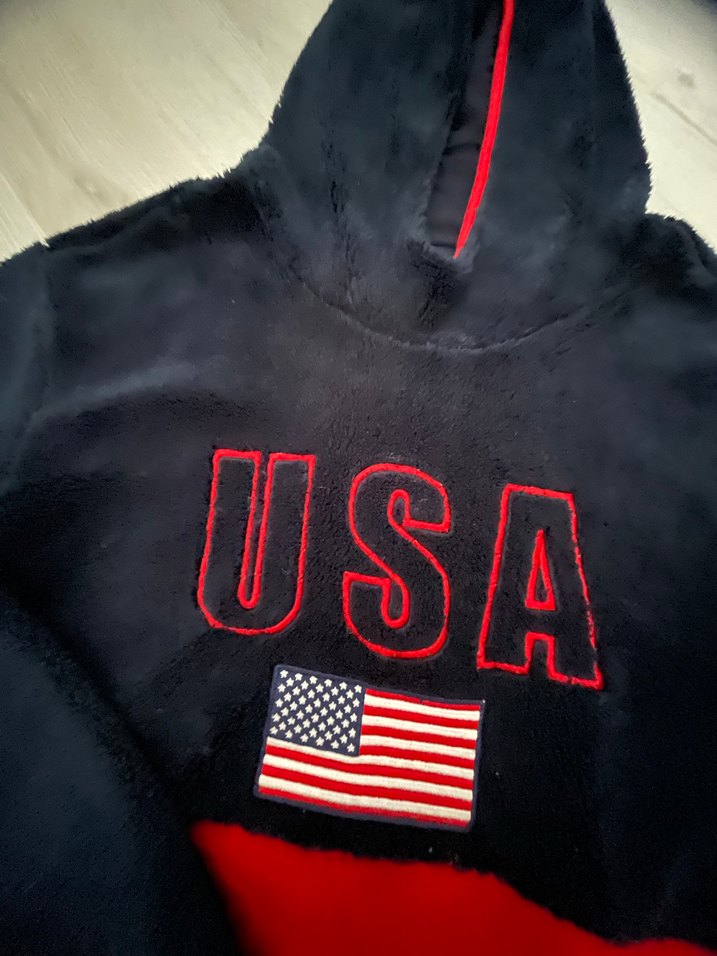 Kapüşonlu Erkek Kırmızı Siyah Polar Sweatshirt - Görsel 2