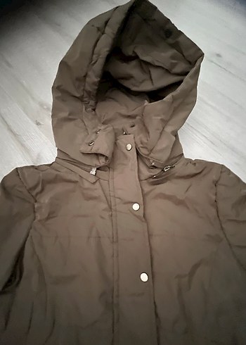 Düğmeli Gri Kadın Midi Mont - Görsel 3