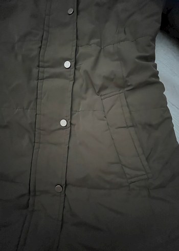 Düğmeli Gri Kadın Midi Mont - Görsel 2