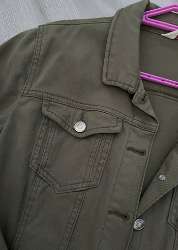 Haki Kadın Uzun Kollu Denim Ceket - Görsel 2