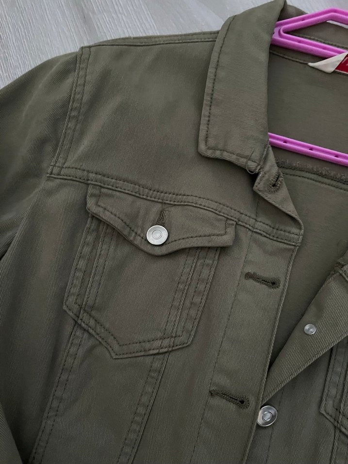 Haki Kadın Uzun Kollu Denim Ceket - Görsel 2