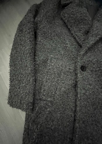 Gri Düğmeli Midi Kadın Kaban - Görsel 3