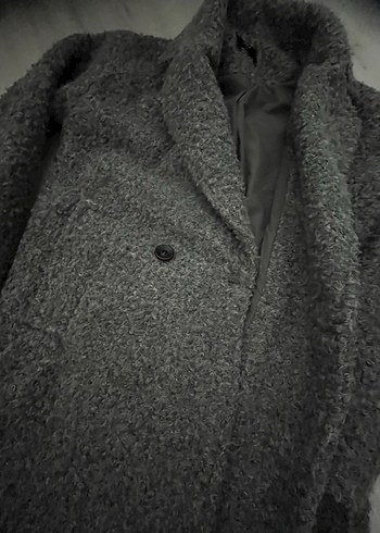 Gri Düğmeli Midi Kadın Kaban - Görsel 6