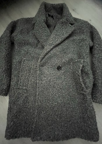 Gri Düğmeli Midi Kadın Kaban - Görsel 8