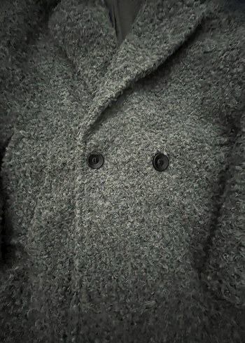 Gri Düğmeli Midi Kadın Kaban - Görsel 4