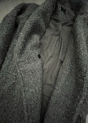 Gri Düğmeli Midi Kadın Kaban - Görsel 7