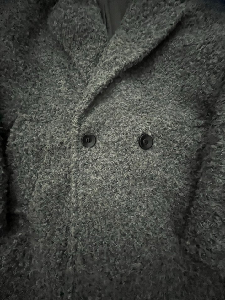 Gri Düğmeli Midi Kadın Kaban - Görsel 4