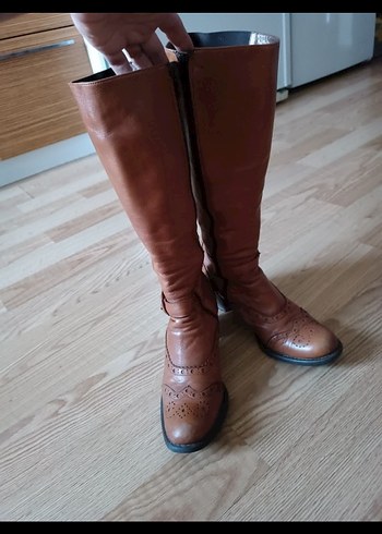 Kadın Çizme,bilekten dize siyah kısmı esnek lastikli, sorunsuz - Görsel 4