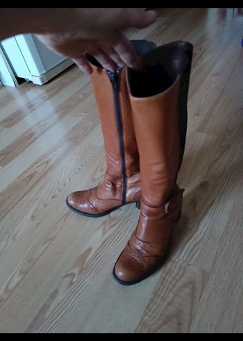 Kadın Çizme,bilekten dize siyah kısmı esnek lastikli, sorunsuz - Görsel 2