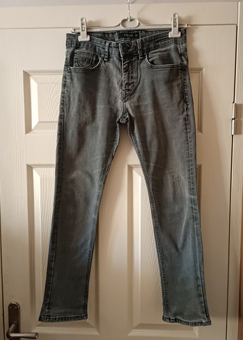 Lufian 30 30 Beden Koyu Gri Slim Fit Denim Jean Likrali