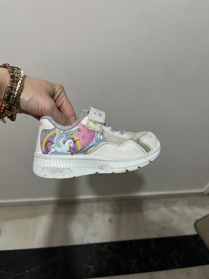 Kız Çocuk Beyaz Unicornlu Spor Ayakkabı - Görsel 2
