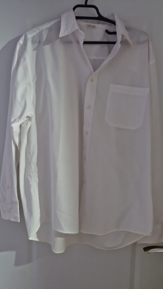 Erkek Beyaz Pamuklu Uzun Kollu Gömlek - Görsel 2