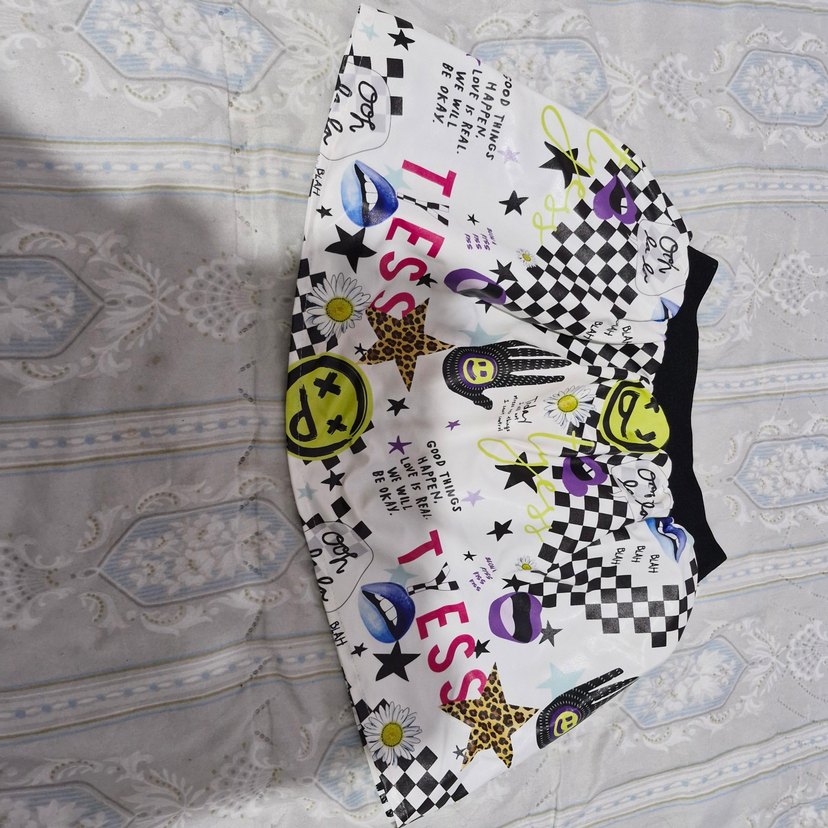 Renkli Pop Art Desenli Düğmeli Kız Eteği - Görsel 2