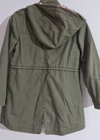 haki rengi Nakışlı Kız Çocuk Düğmeli Ceket - Görsel 2