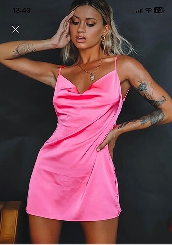 xl Beden Pembe saten gecelik