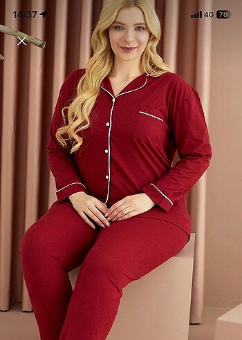 Bordo battal beden pijama takımı