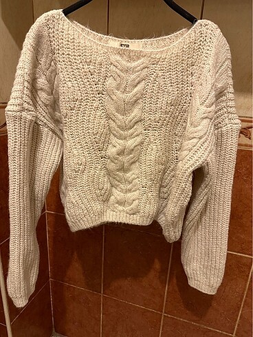 Stradivarius Stradivarius Saç Örgü Crop Kazak