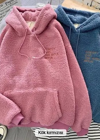 Peluş Detaylı Pembe Kapüşonlu Sweatshirt