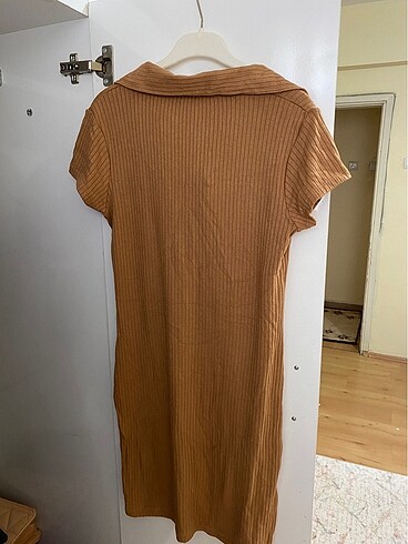 m Beden camel Renk Polo yaka elbise