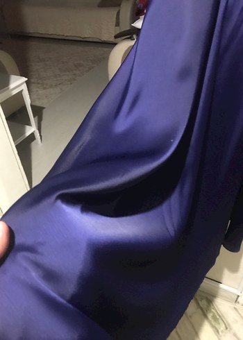 Abiye Lacivert saten abiye elbise Drapeli Uzun Kadın Abiye Elbise