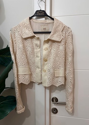 Krem Dantel Crochet Ceket - Görsel 2