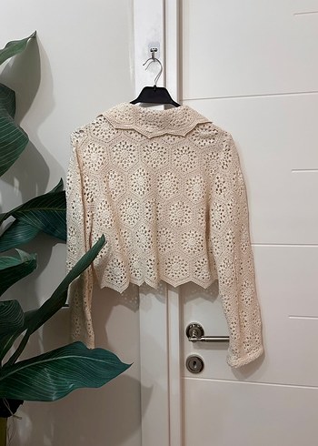 Krem Dantel Crochet Ceket - Görsel 8
