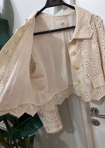 Krem Dantel Crochet Ceket - Görsel 4
