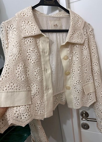 Krem Dantel Crochet Ceket - Görsel 3
