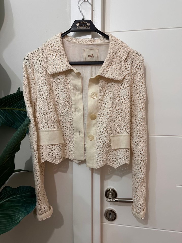 Krem Dantel Crochet Ceket - Görsel 2
