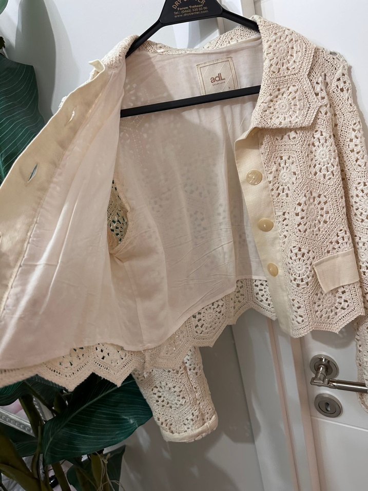 Krem Dantel Crochet Ceket - Görsel 4