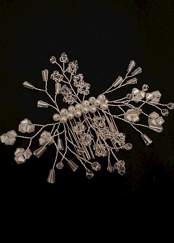 Beyaz Boncuklu Bohem Saç Aksesuarı - Görsel 2