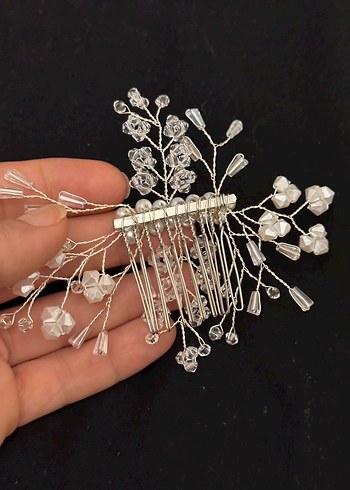 Beyaz Boncuklu Bohem Saç Aksesuarı - Görsel 3