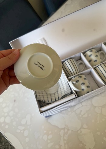 Lc Waikiki Home Gri Beyaz Çizgili ve Göz Desenli 6'lı Fincan Seti