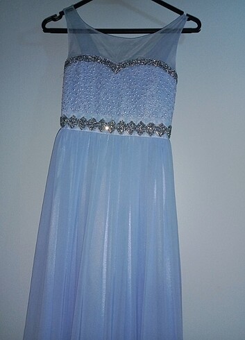 Enlora Home Mavi 12 13 yaş uzun boncuklu elbise