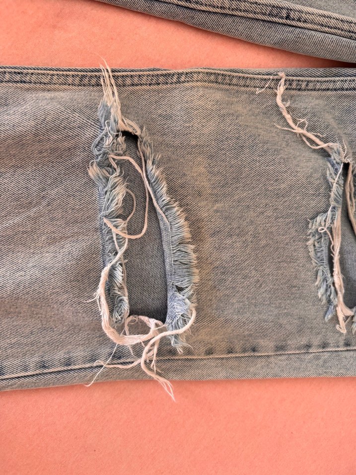 Açık Mavi Yırtık Detaylı Midi Boy Kadın Kot Pantolon - Görsel 2