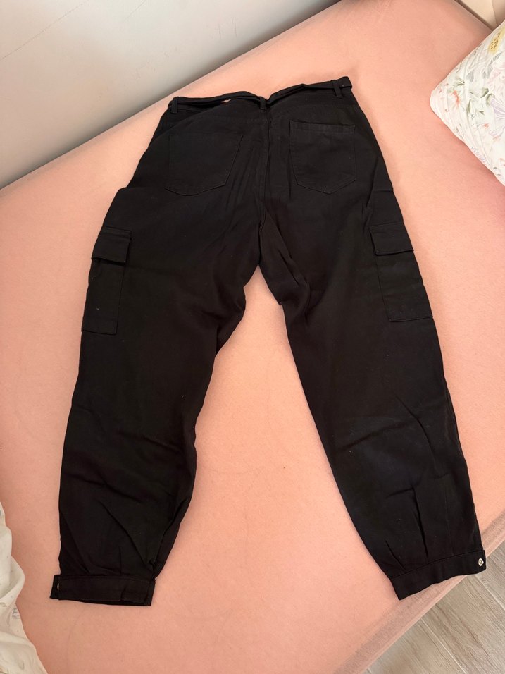 Siyah Beli Bağlamalı Rahat Kadın Pantolon - Görsel 2