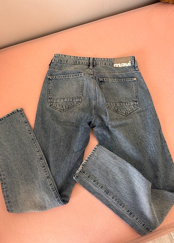 Mavi Midi Boy Rahat Kesim Kadın Kot Pantolon - Görsel 3