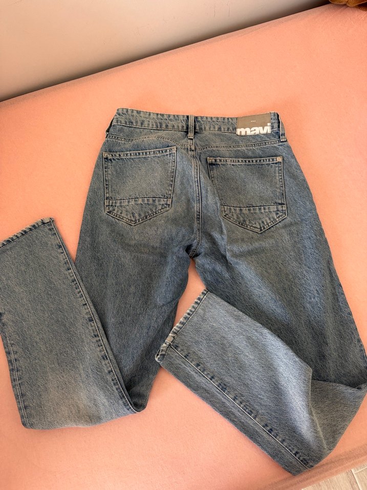 Mavi Midi Boy Rahat Kesim Kadın Kot Pantolon - Görsel 3